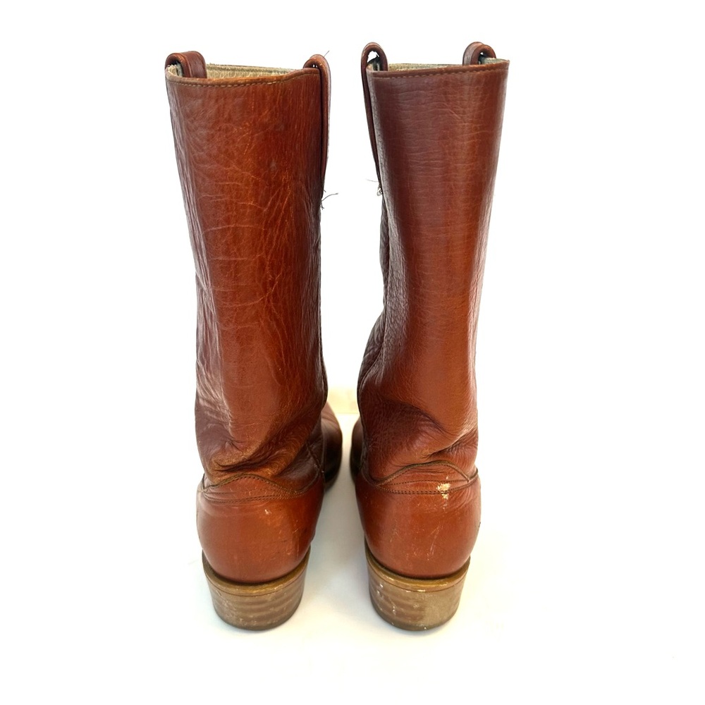 Vintage Men's 1970's Dingo Western 4099 Cognac Brown Leather Boots, Size 9 D - Picture 5 of 7